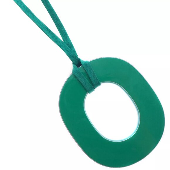 HERMES Ism Pigman Necklace 052880FL Green/purple lacquer/silk 25.9g Women - Picture 1 of 8